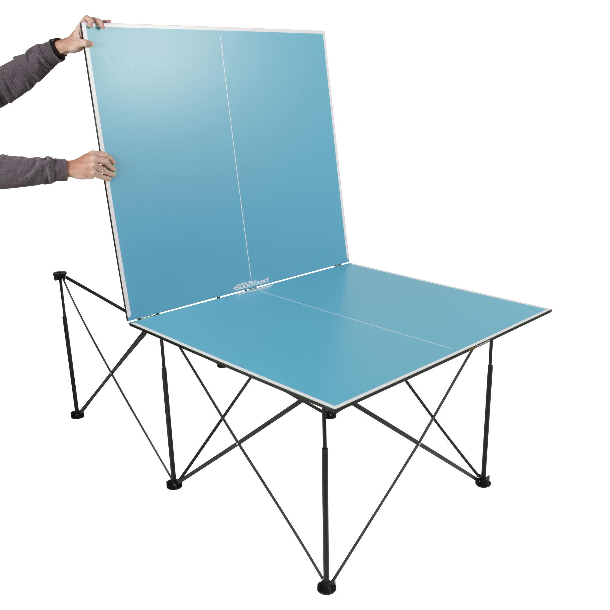 Ping-Pong 7' Instant Play Pop-Up Compact Table Tennis Table with No Tools or Assembly Required - Blue - image 6 of 14