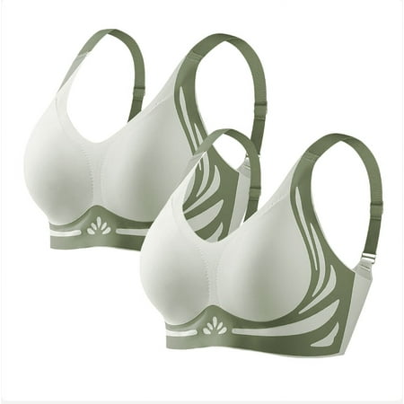 PRORMOOW No Underwire Bras for Women  Sleep Bras for Women  Women Sports Bra  Bras for Women Everyday Bras Novelty Plus Size Push Up Full Coverage Seamless Steel Ring Sports Gathering Fixing Cup Bra