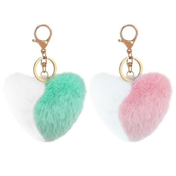 MLINS 2Pcs Heart Shaped Keychain Creative Ring for Bags or Cars Assorted Colors