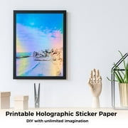 36 Sheets Holographic Sticker Paper, Holographic Vinyl Laminate Film, Self-Adhesive Waterproof Overlay Glossy Glitter Laminate Sheets, A4 Size 8.25 x 11.7 Inch