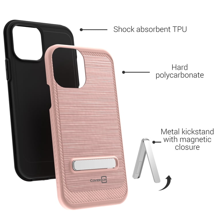12 Mini Hard Polycarbonate Phone Case CoverON Apple IPhone 12 Mini Case Slim Metal Kickstand Rugged Dual Layer Phone Cover, Rose Gold Pink 12 Mini Hard Polycarbonate Phone Case CoverON Apple IPhone 12 Mini Case Slim Metal Kickstand Rugged Dual Layer Phone Cover, Rose Gold Pink