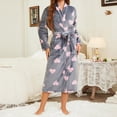 thumbnail image 2 of Arlun Plush Robes for Women Fuzzy Valentine's Day Long Bath Robe Fluffy Cute Printed Soft Comfortable Warm Winter Loungewear Fashion Long Sleeve Sleepwear with Pockets 1-Grey S, 2 of 5
