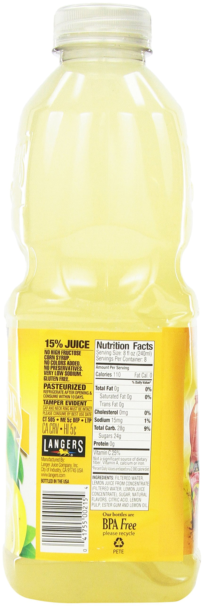(Pack Of 8) Langers Juice Lemonade 64 Fo