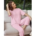 thumbnail image 5 of Ekouaer Lounge Sets for Women Short Sleeve Tops and Long Pants Soft Comfy Pajamas Set 2 Piece Outfits, 5 of 6