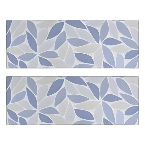 Kitchen Rugs Sets Of 2,Blue Leaf Pattern Anti Fatigue Kitchen Mat Rugs Non Slip Washable,Decorative Kitchen Floor Mats for Kitchen,Sink,Laundry,17"X47"