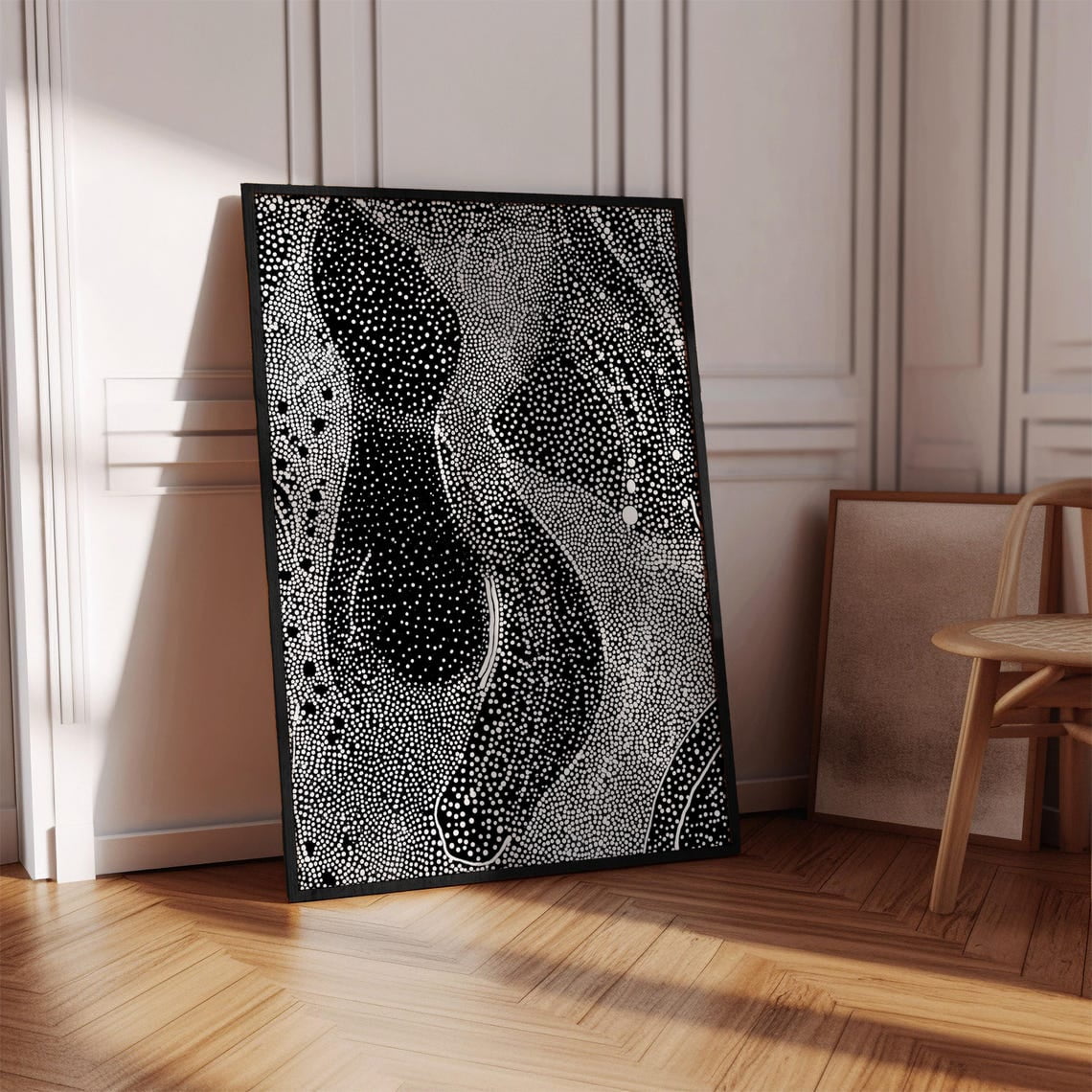 Black White Dot Wall Art Print Minimal Boho Home Decor
