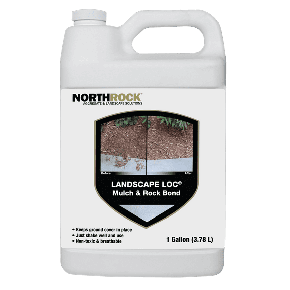 Landscape Loc Mulch and Rock Bond, 1 Gallon with Binds Mulch, Rock, Bark, Gravel, Dries Clear