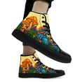 thumbnail image 5 of Coolcustomize Men's Gothic Punk Mushroom Graphic High-Top Sneakers - Black & Multicolor (Yellow/Color) Streetwear Trainers, PLUS SIZE, All-Season Casual Wear, Mushroom Design, Women's Casual Shoes, 5 of 10