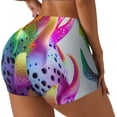 thumbnail image 2 of Fotbe Colorful Glitter Dagon Fruit Seamless Shorts, Womens Workout Shorts High Waist Stretch Booty Short for Gym/Yoga/Running/Biking-Small, 2 of 9