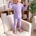 thumbnail image 2 of NIEWTR Little Girls Pajamas 2T 3T 4T 2Pcs Long Sleeve Crewneck Top and Elastic Waist Pants Set Snug Fit Sleepwear for Toddler Baby Girl Fall Winter Dailywear(A-Light Purple,1-2 Years), 2 of 5