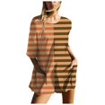 thumbnail image 1 of WILLBEST Pantalons pour Femmes Mode Féminine Combinaison à Rayures Manches Courtes Col Rond avec Poches, 1 of 5