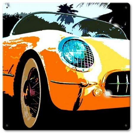 

12 x 12 in. Noah Bay Corvette Square Yellow Satin Sign