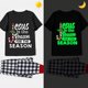thumbnail image 1 of Pijamas familiares a juego de Navidad, conjunto de Pijamas cortos negros luminosos, Jesús es la razón, 1 of 4
