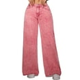 thumbnail image 3 of Women'S Baggy Straight Leg Jeans Elastic High Waisted Denim Pants Bottoms with Pockets Pink XXL, 3 of 9