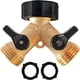 thumbnail image 1 of Divisor de manguera de jardín de latón de 2 vías, divisor de grifo de conector de manguera de 3/4 pulgadas, divisor de manguera Y, adaptador de espiga de manguera 2 válvulas con arandelas de goma adic Afortunado Sencillez, 1 of 3