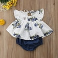 thumbnail image 4 of Honganda Bébé Filles Volant Manches Floral Tops Robe + Bloomers Courtes, 4 of 5