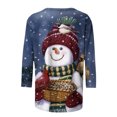 thumbnail image 5 of Hauts de Sortie pour Femmes Décontracté Ample Col Rond Manches 3/4 Imprimé de Noël Blouses d'Été en Solde, 5 of 5