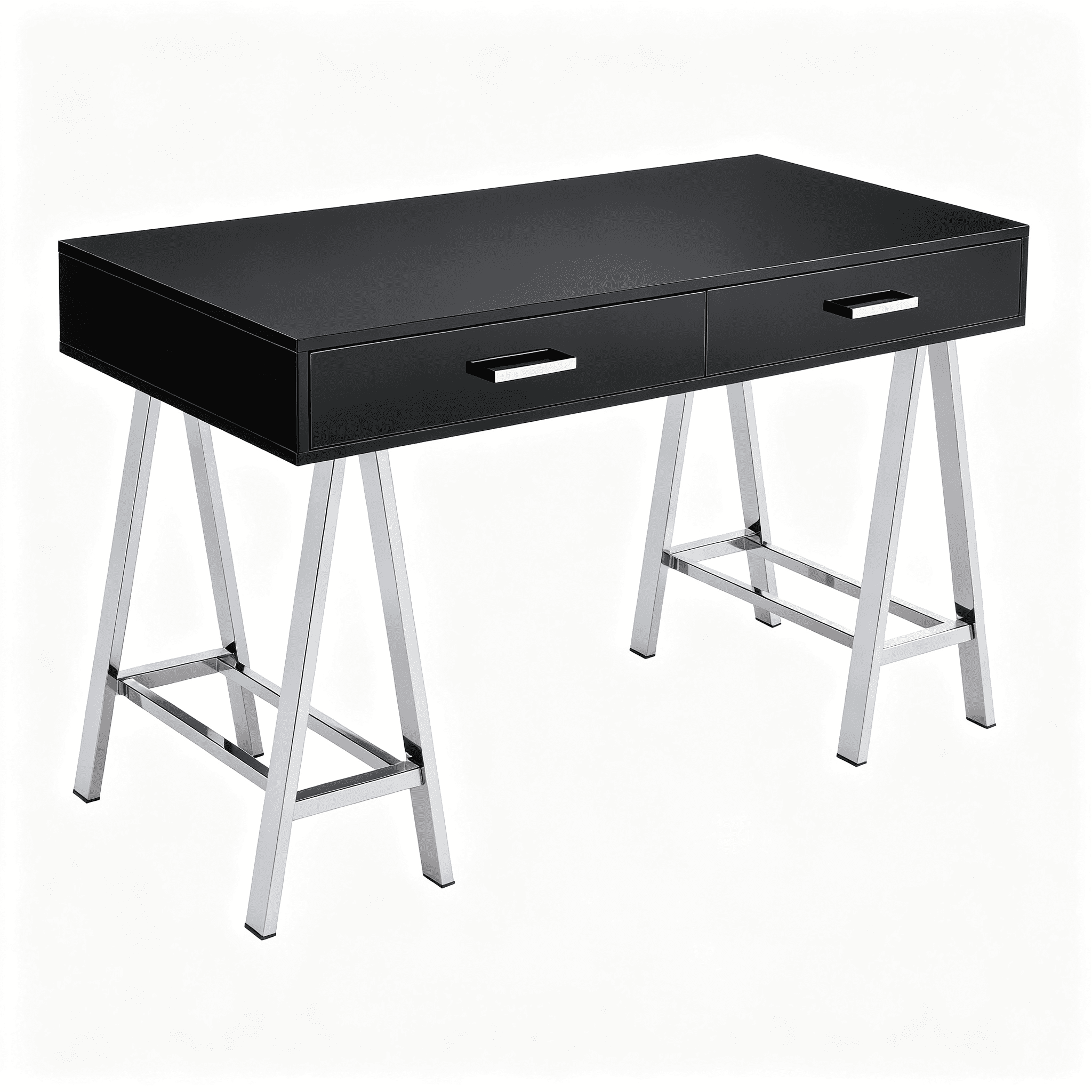 Astoutdoor Black High Gloss and Chrome Writing Desk with USB Port