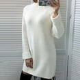 thumbnail image 2 of Arlun Sweater Dresses for Women 2025 Fall Fashion Neck Long Lantern Sleeve Oversized Outfits Casual Solid Color Loose Soft Comfort Knit Tops Clothes White L, 2 of 5