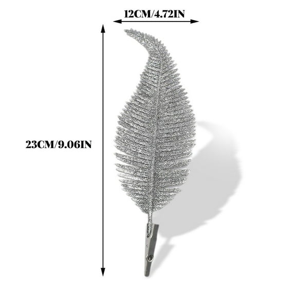 Maoww Artificial Simulation Leaf Christmas Tree Decoration Ornament Glitter Clamp Wedding Glittery Festival Supplies Outdoor Silver