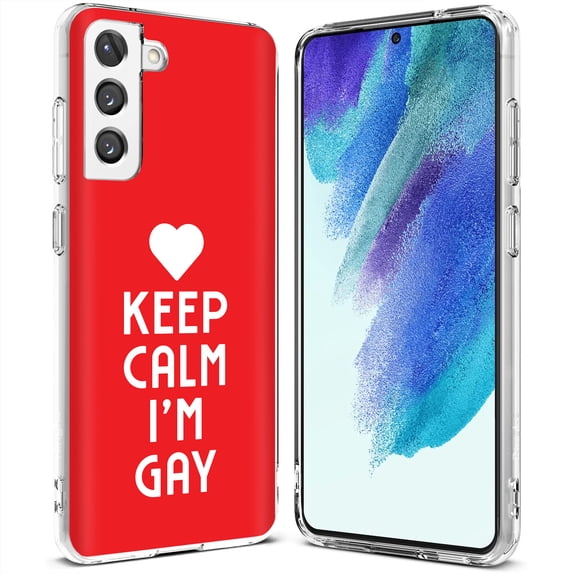 TalkingCase Slim Case Compatible for Samsung Galaxy S21 FE 5G (Fan Edition), Keep Calm Gay Print, Lightweight, Flexible, Soft, USA