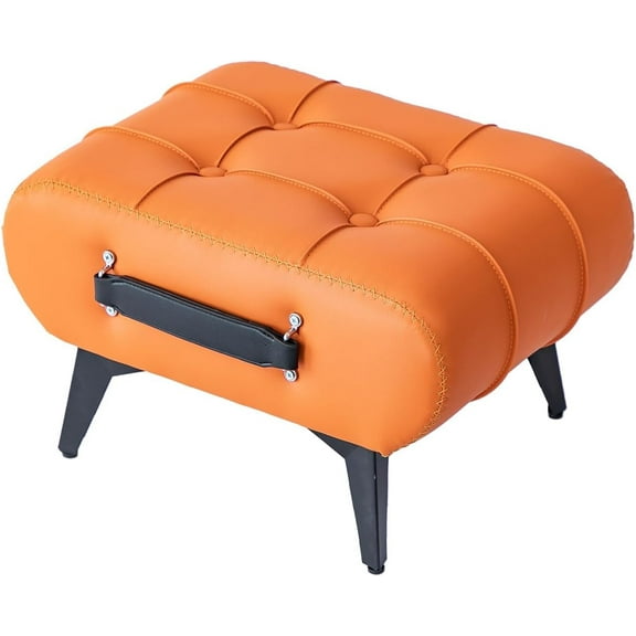 Small Footstool Ottoman - Stylish and Functional Faux Leather Footrest for Extra Seating in Living Room, Entryway, or Office