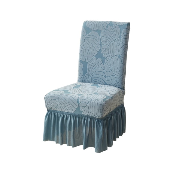 HBBKVI Stretch Jacquard Dining Chair Covers with Skirt Style, Thickened Elastic Full Coverage Protector for Home Decor and Hotel Use, Universal Fit 15-24in, Blue