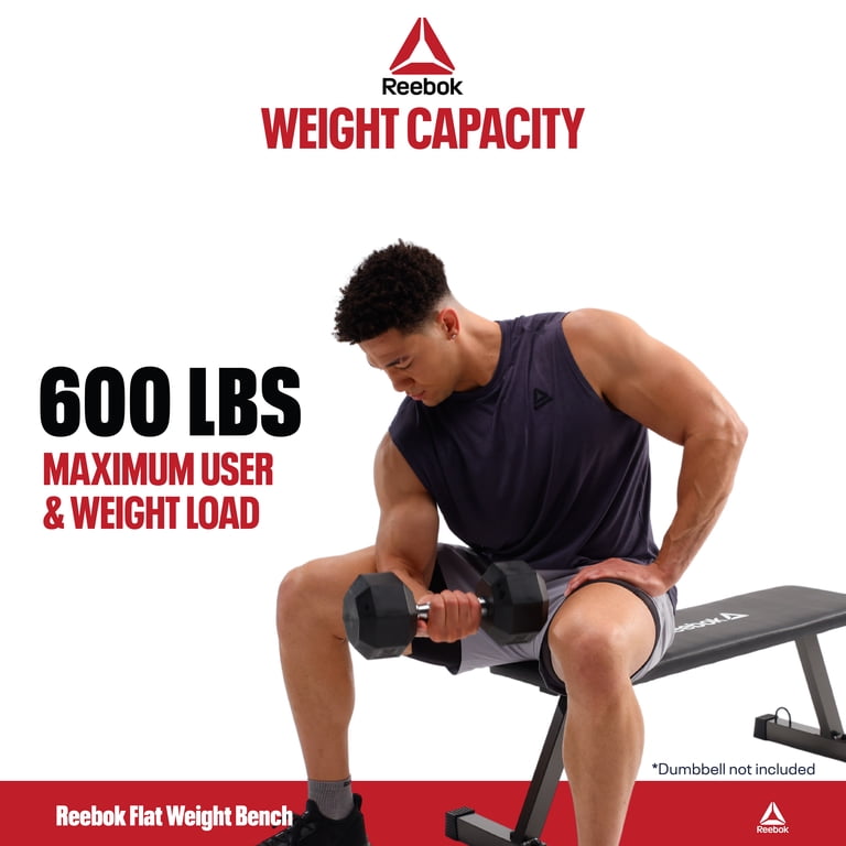 Reebok Heavy Duty Flat Bench – 600 lb Capacity, Tip-Resistant