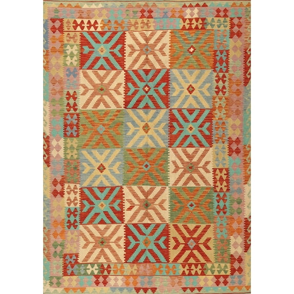 Ahgly Company Machine Washable Indoor Rectangle Contemporary Brass Green Area Rugs, 2' x 5'