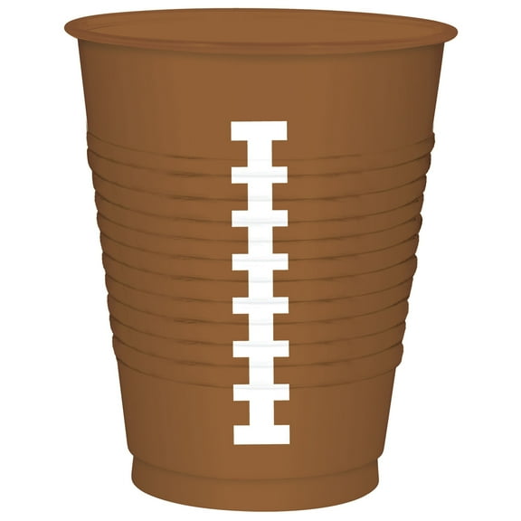 Football Design Touchdown Party 16 oz. Plastic Disposable Cups, 25 CT, Brown White