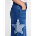 thumbnail image 4 of Madden NYC Women's Star Patch Wide Leg Jeans, 31" Inseam, Sizes 00-18, 4 of 6