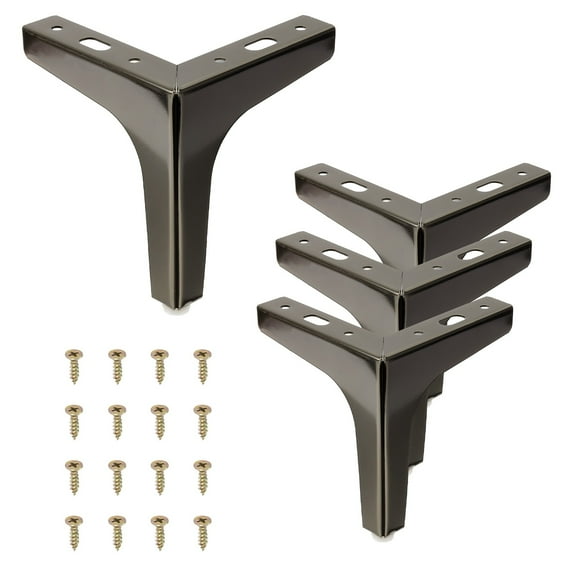 5 Inch Metal Furniture Legs, 4 Pcs Triangle Furniture Replacement Feet, Brown