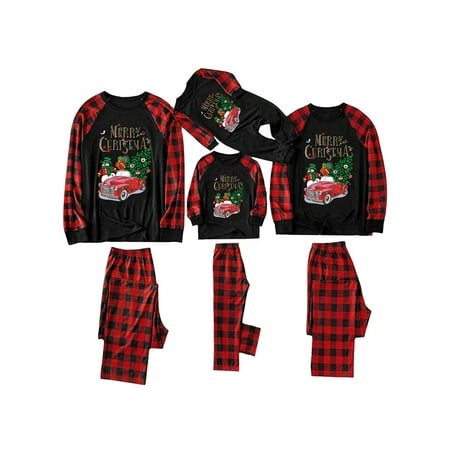 

Wrcnote Mommy Dad Child Crew Neck Letters Print Sleepwear Xmas Pjs Holiday Elastic Waist Matching Family Pajamas Set Tops And Pants PJ Sets Black Dad XL