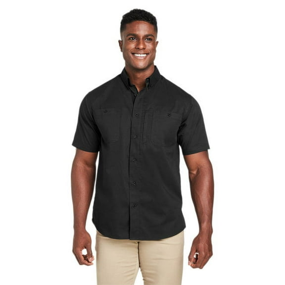 Harriton M585 Men's Advantage IL Short Sleeve Work Shirt-Black-2XL