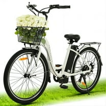 ECOTRIC Electric Bike E-Riding for Adults 26" 350 W Motor Adult Cruiser Bicycles with Basket LED 7 Speed 26 inch with Removable 36 V 10 AH Lithium Battery Commute for Female Male A-E516646