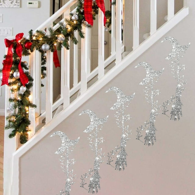 CREATITOY Diamond-Like Sparkle Witch Broom Sticker, Festive Decal for Christmas DIY, Perfect for Home Decor, Gift Wrapping and Holiday Craft Projects