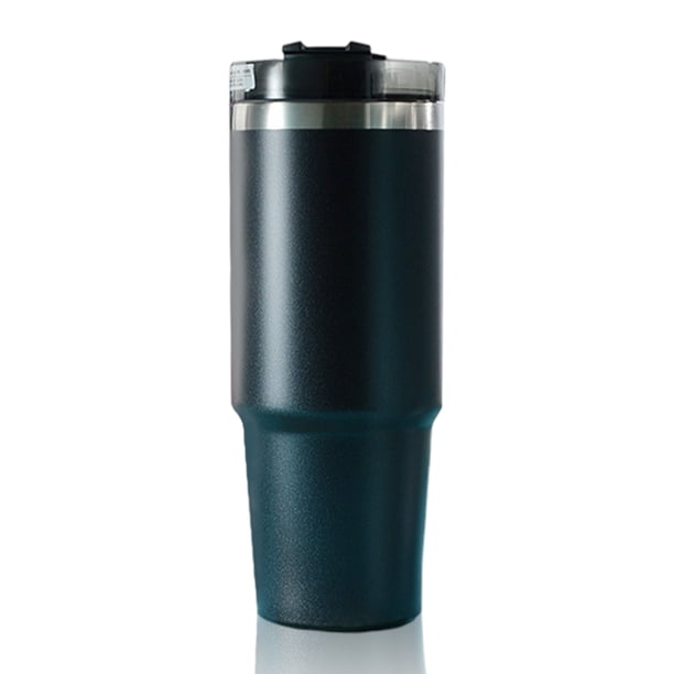 Botella de vacío de gran capacidad aislada café leche taza de té ejercicio jogging acero inoxidable bebida Taza con tapa transparente Inicio Negro 900ml sidaley HA011613-02B