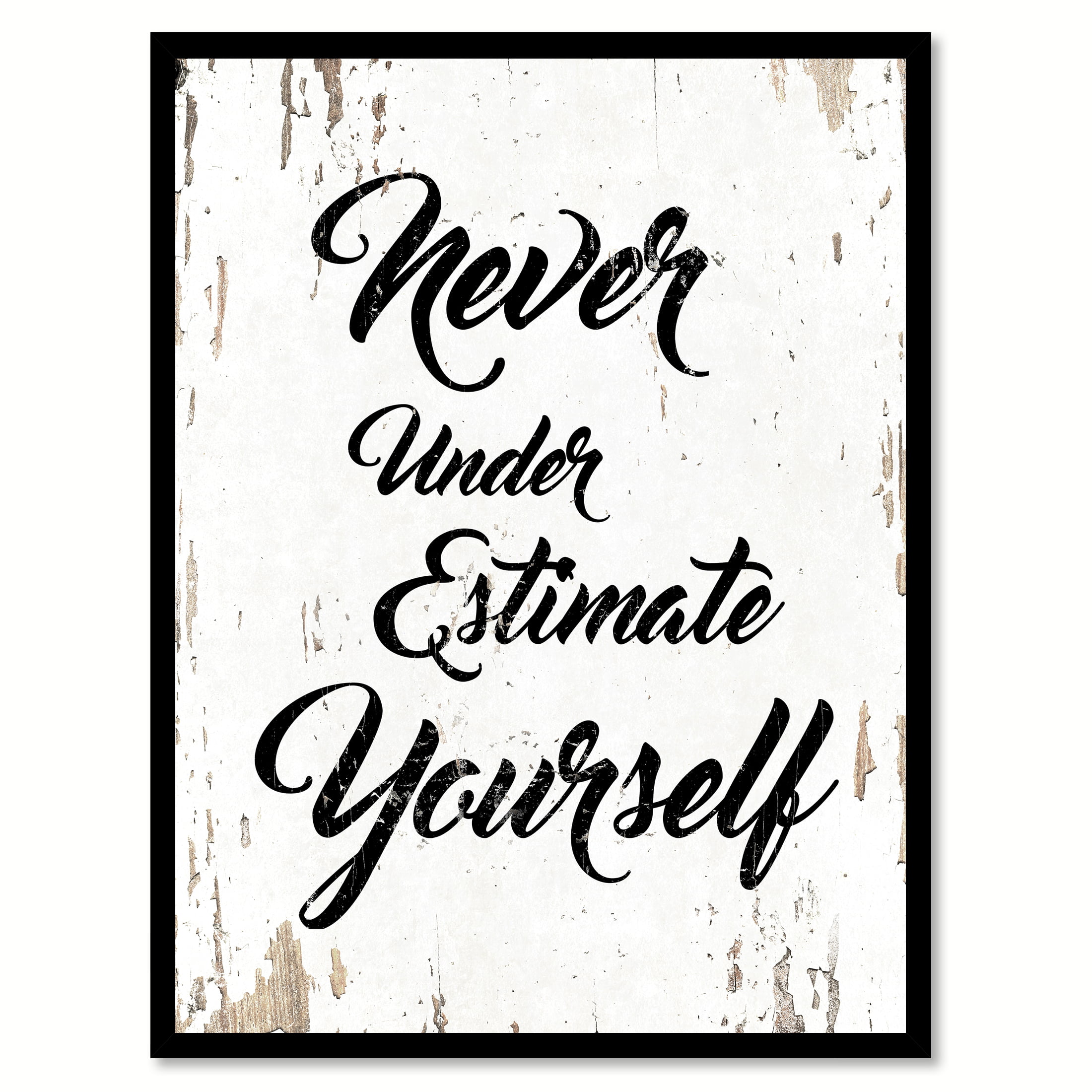 Never underestimate yourself Quote Saying White Canvas Print with ...