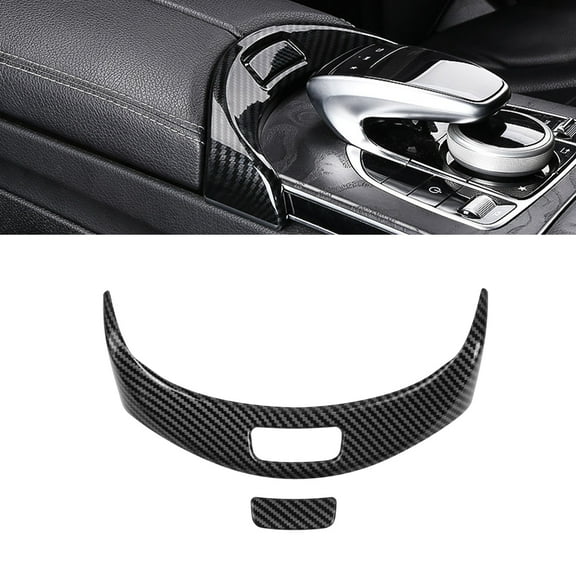 Xotic Tech Center Console Armrest Storage Box Release Button Switch Panel Cover Trim, Carbon Fiber Pattern, Compatible with Mercedes Benz C Class W205 2015-2021, GLC Class W253 2016-2021
