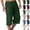 #03 Dark Green, variant on 3/4 Linen Capri Pants for Men Loose Fit Elastic Drawstring Waist Cropped Trousers with Side Pockets Breathable Lightweight Summer Casual Beach Yoga Workout Bottoms, #03 White, M