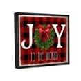 thumbnail image 2 of Stupell Industries Joy To World Christmas Charm Buffalo Plaid Jet Black Framed Floating Canvas Wall Art, 16x20, by Deborah Brown, 2 of 8