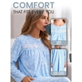 thumbnail image 4 of Casual Nights Women's Fleece Long Sleeve Nightgown, Floral Microfleece Sleepwear with Lace Trim and 3-Button Crew Neck, Sparkle Blue 3X, 4 of 6