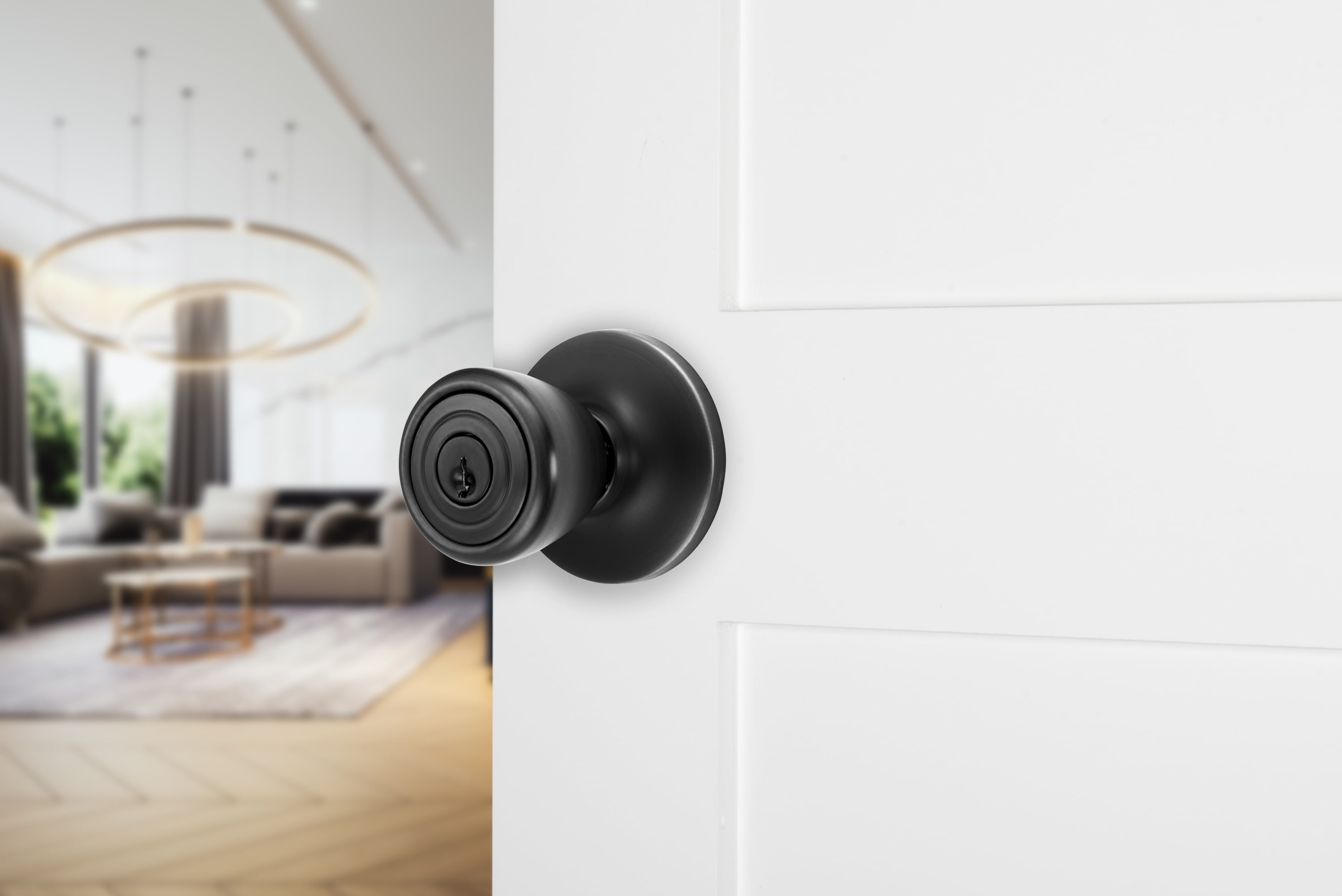 Brinks Keyed Entry Tulip Style Doorknob, Matte Black Finish