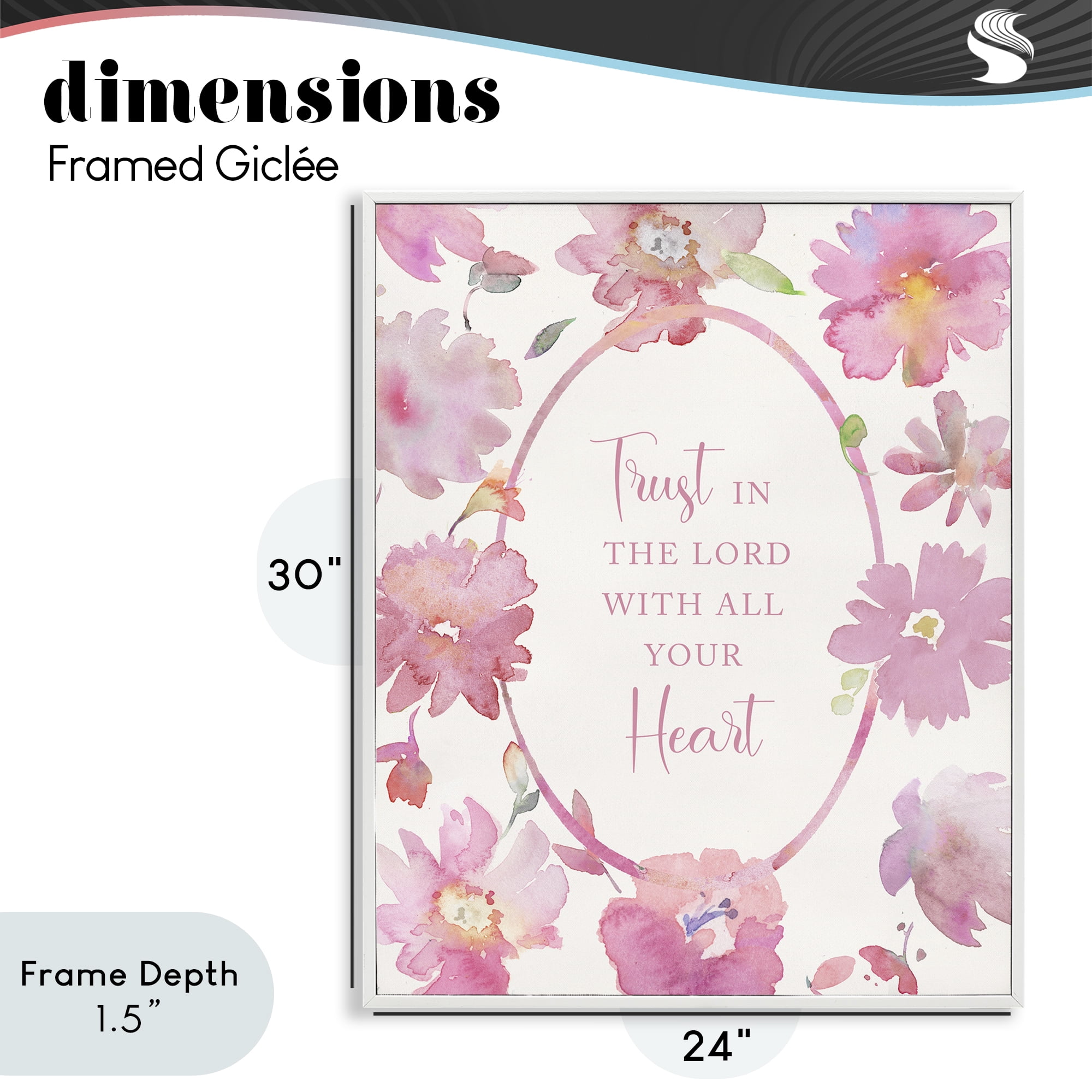 Stupell Industries Trust In The Lord Pink Blooms White Framed Giclee Art, design by Theresa Heidel