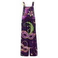 thumbnail image 3 of Fgvctg Mardi Gras Womens Overalls Wide Leg Pant Fashion Overalls Mask Graphic Sleeveless Carnival Party Spaghetti Straps Jumpsuits Romper Bib Overalls Loose Sprimg Pants With Pockets Dark Purple L, 3 of 6
