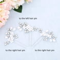 thumbnail image 2 of Bride White Flower Wedding Hair Pins Clips Rhinestone Silver Bridal Hair Piece Accessories for Women, Set of 3 (Silver), 2 of 4