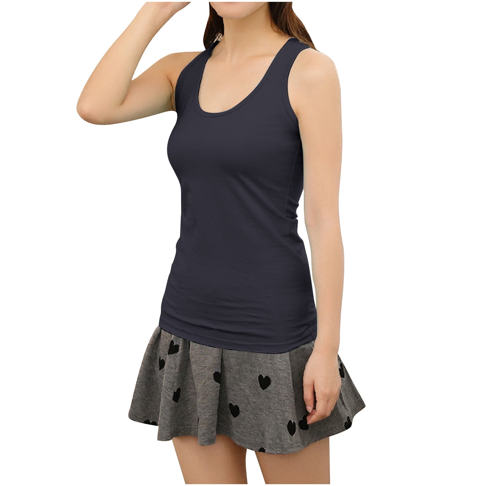 Elesomo Women's Sleeveless Tank Top - Flowy Loose Fit Tee, Square Neck, Summer Casual Shirt (Black, Large) - View #3
