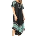 thumbnail image 4 of Sakkas Sara Batik CaftanTank Dress / Cover Up - Black / Mint - One Size Regular, 4 of 5
