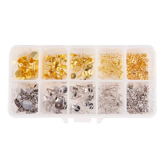DIY Jewelry Findings Ear Stud Components Mixed Color 13.5x7x3cm about 360pcs/set