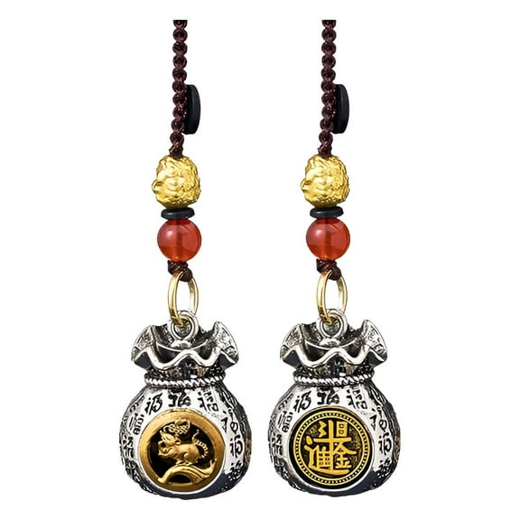 Sunxin Zodiac Wealth God Bag Pendant Ratchinese Zodiac Wealth Bag Pendant Charm for Daily fortune Rotating God of Wealth Bag Luck and Keychain for Good fortune